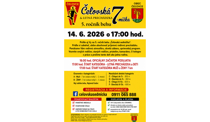 Čeľovská 7-mička , 5. ročník behu , dňa 14.06.2026
