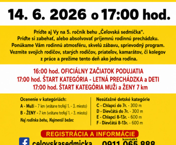 Aktuality / Čeľovská 7-mička , 5. ročník behu , dňa 14.06.2026 - foto