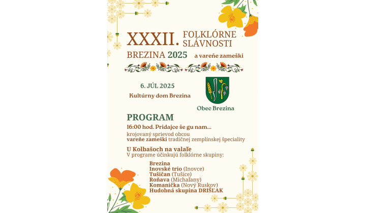 XXXII. FOLKLÓRNE SLÁVNOSTI BREZINA 2025