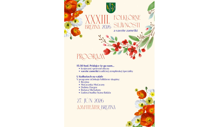 XXXIII. FOLKLÓRNE SLÁVNOSTI BREZINA 2026