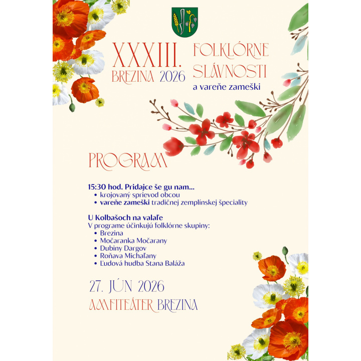 XXXIII. FOLKLÓRNE SLÁVNOSTI BREZINA 2026