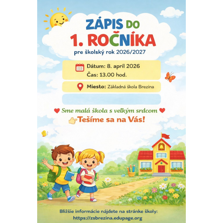 Zápis do 1. ročníka pre školský rok 2026/2027